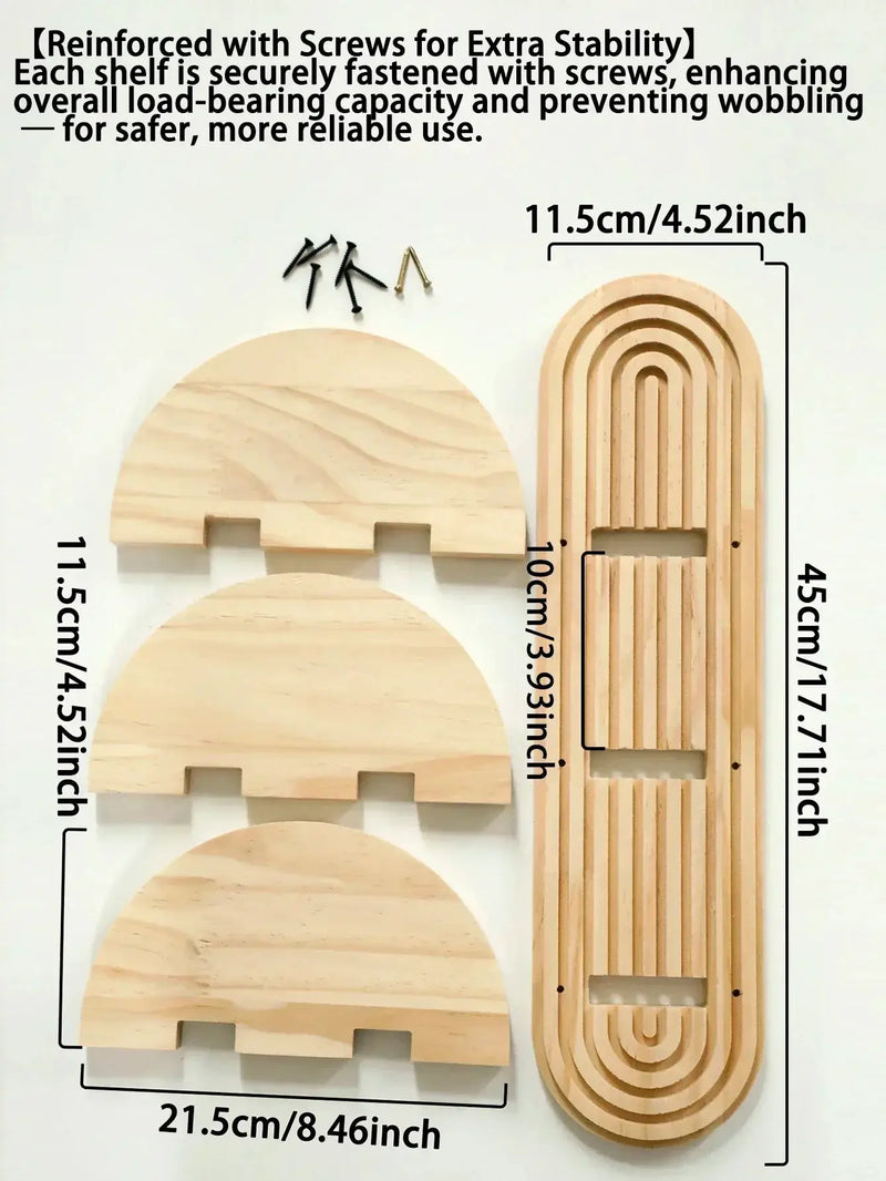Wall Shelves - Geometric Wooden Natural by House Of Avana
