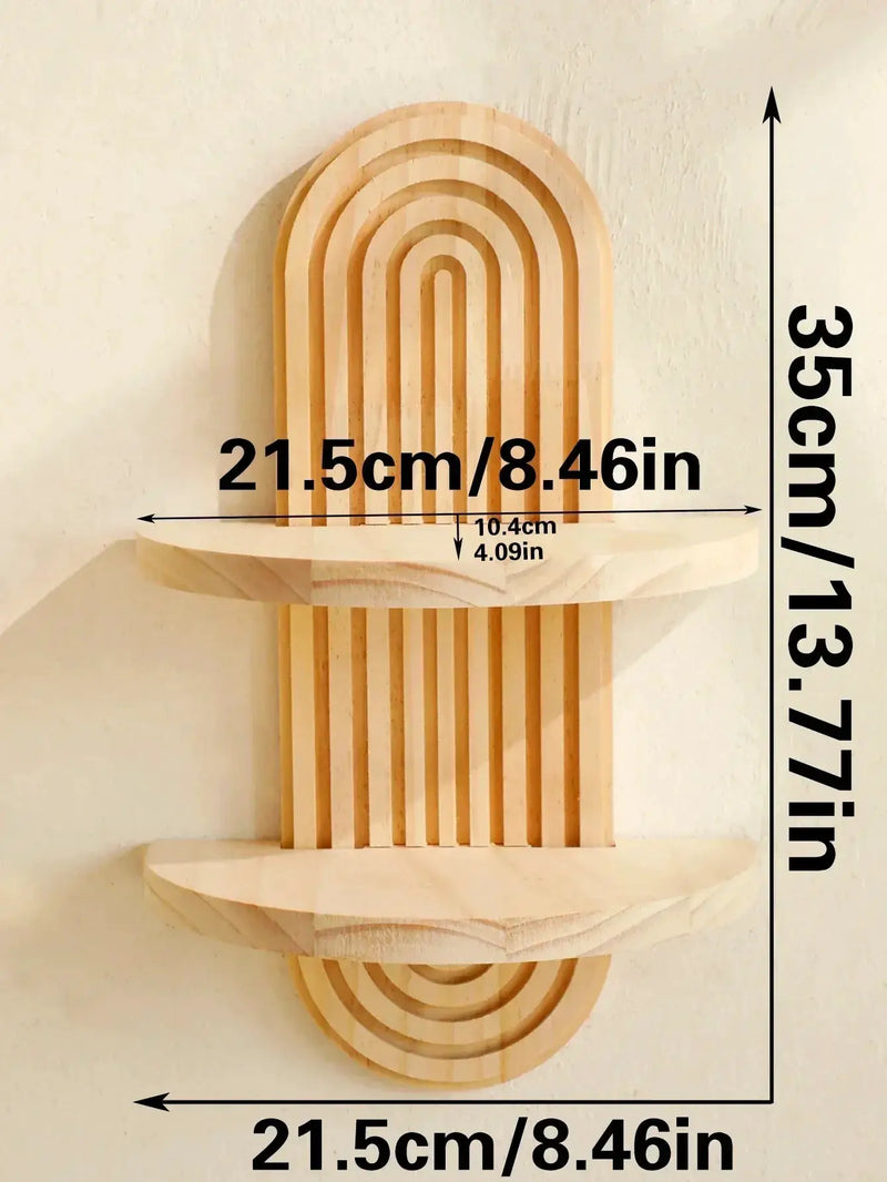 Wall Shelves - Geometric Wooden Natural by House Of Avana