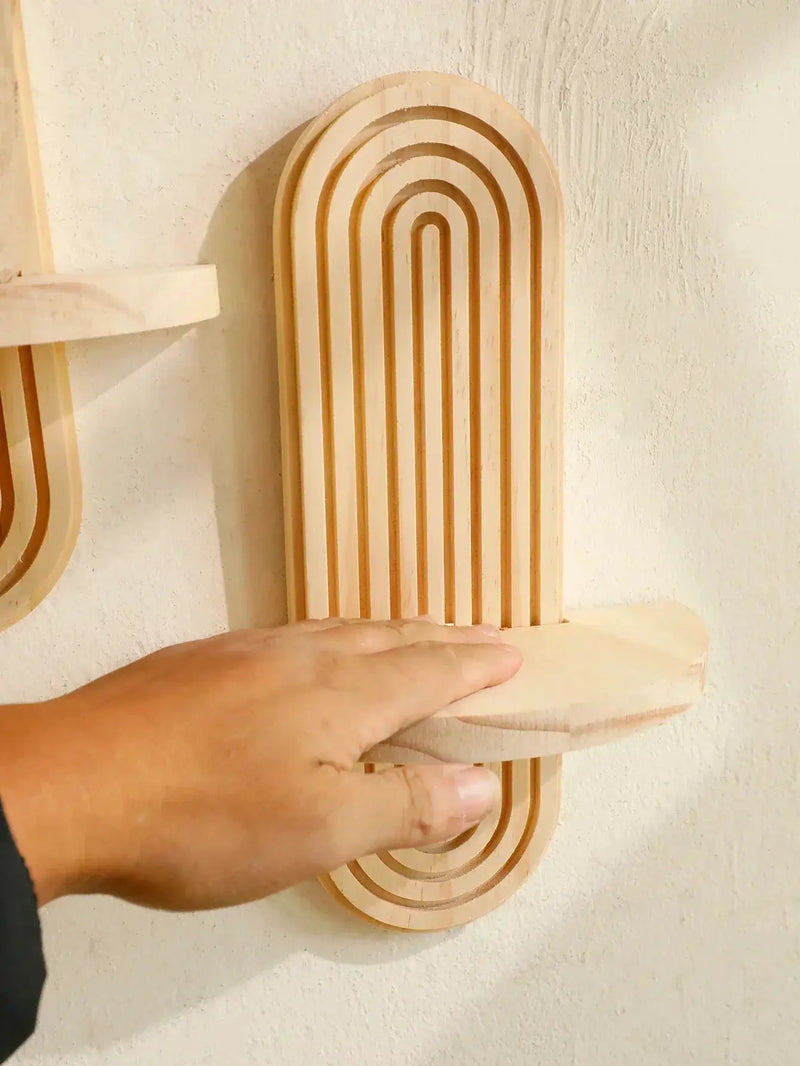 Wall Shelves - Geometric Wooden Natural by House Of Avana