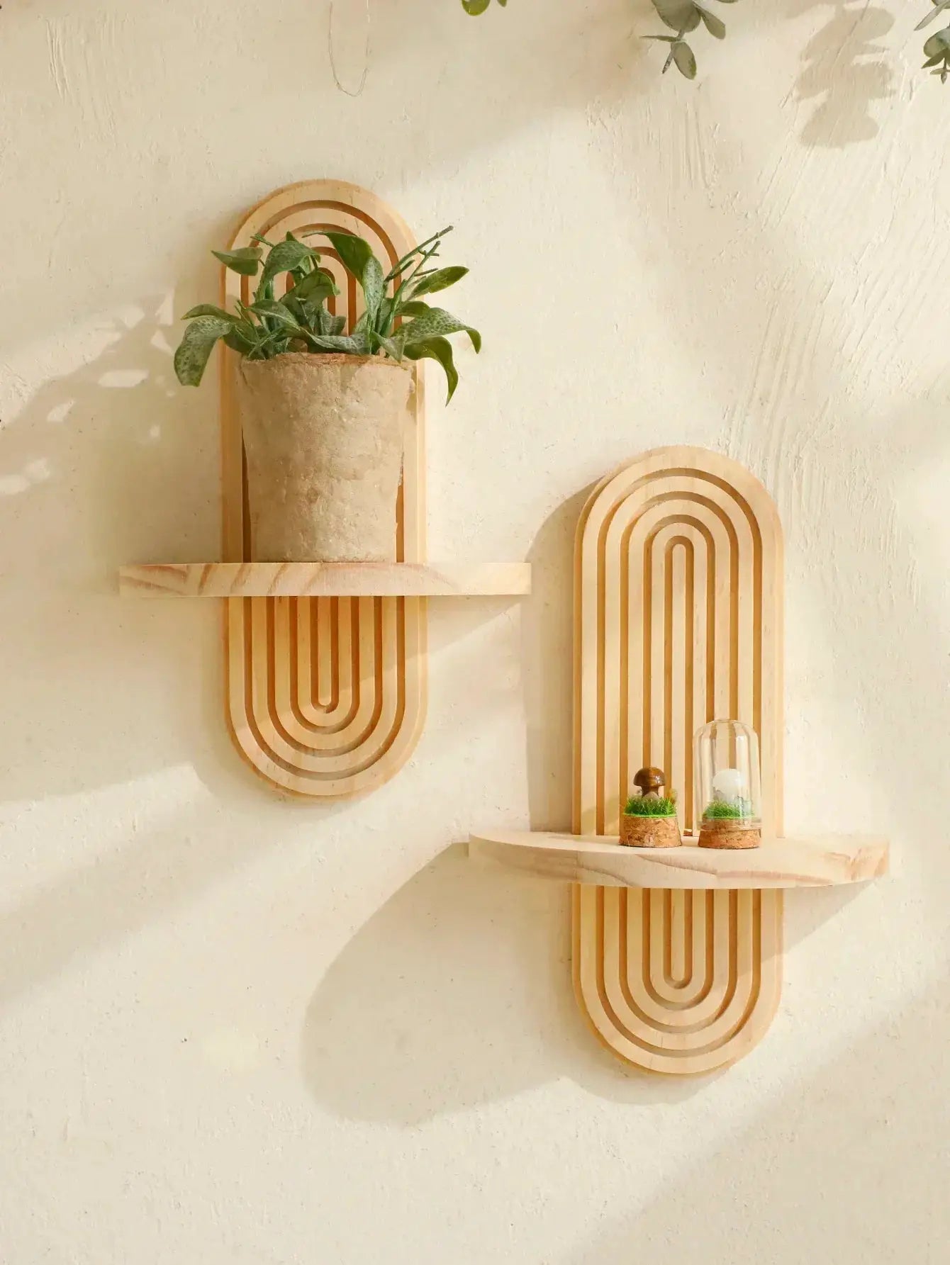Wall Shelves - Geometric Wooden Natural by House Of Avana