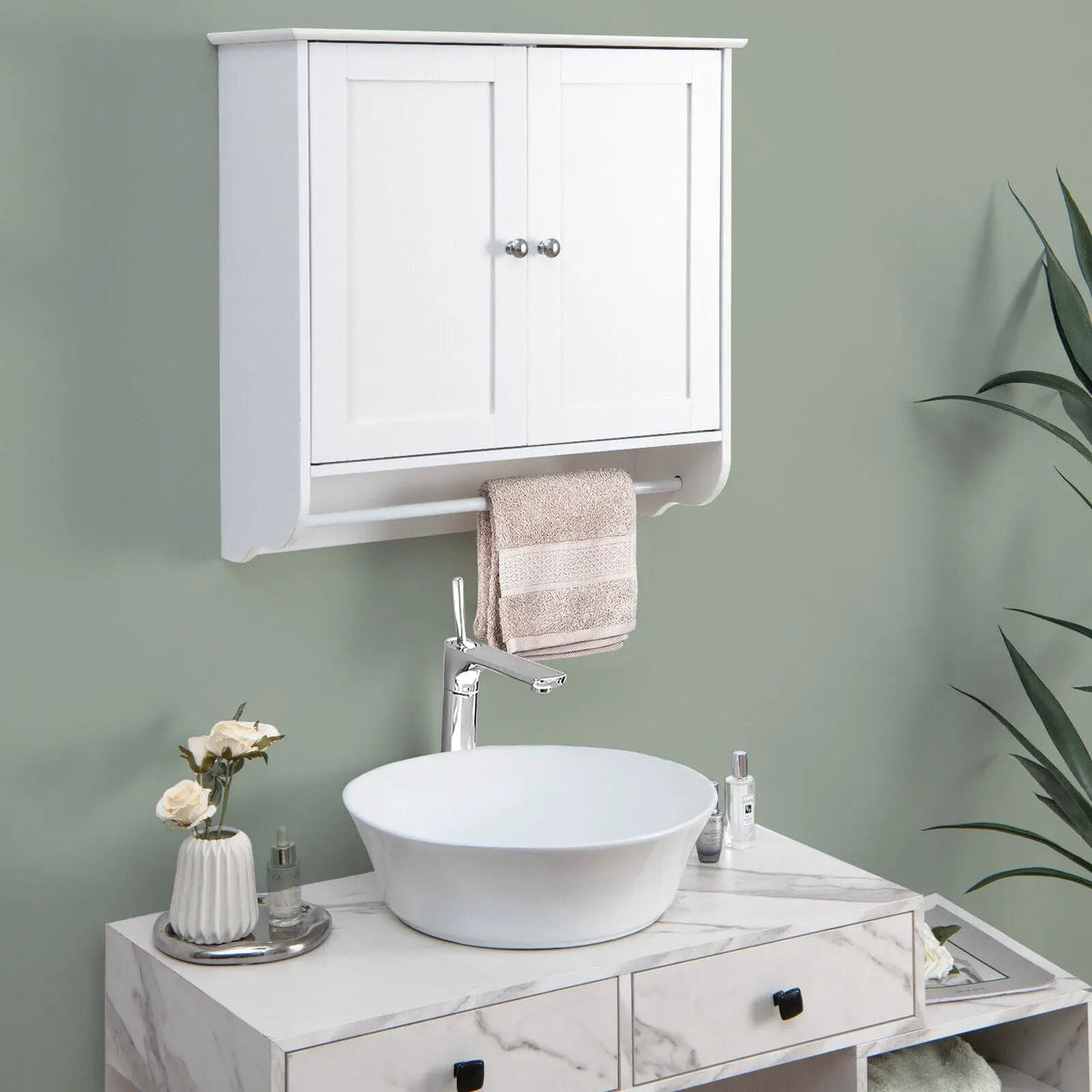 Wall Mounted Bathroom Storage Medicine Cabinet with Towel Bar, photo 3 of 24
