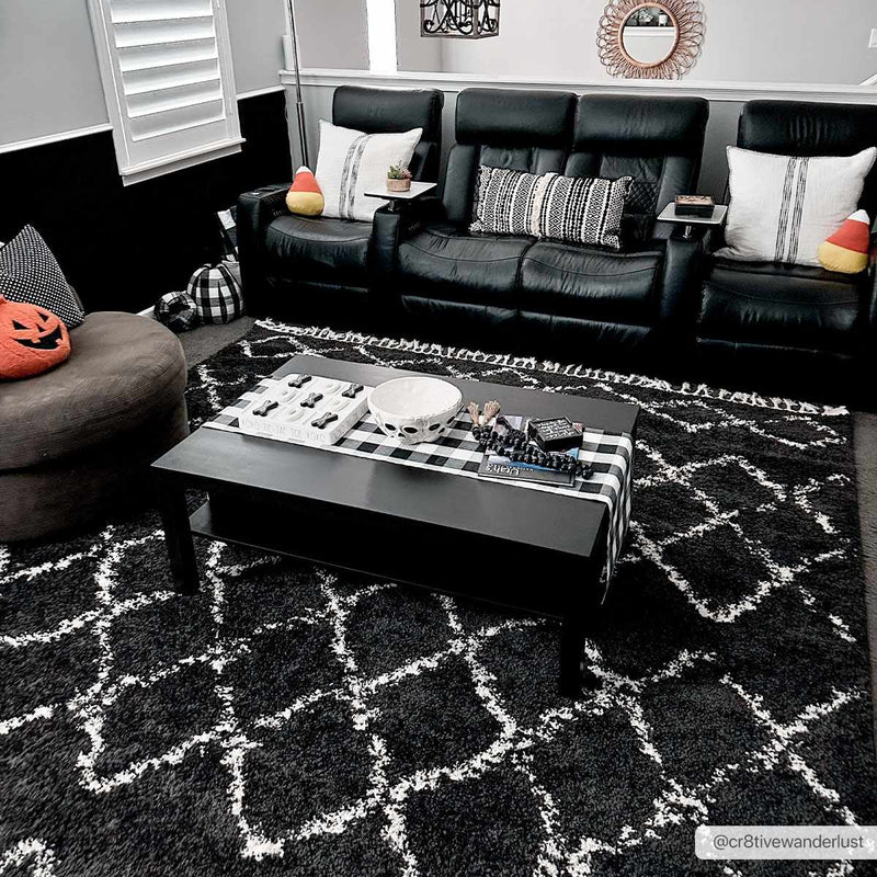 Wallagrass Black Moroccan Shag Rug - Clearance by Boutique Rugs