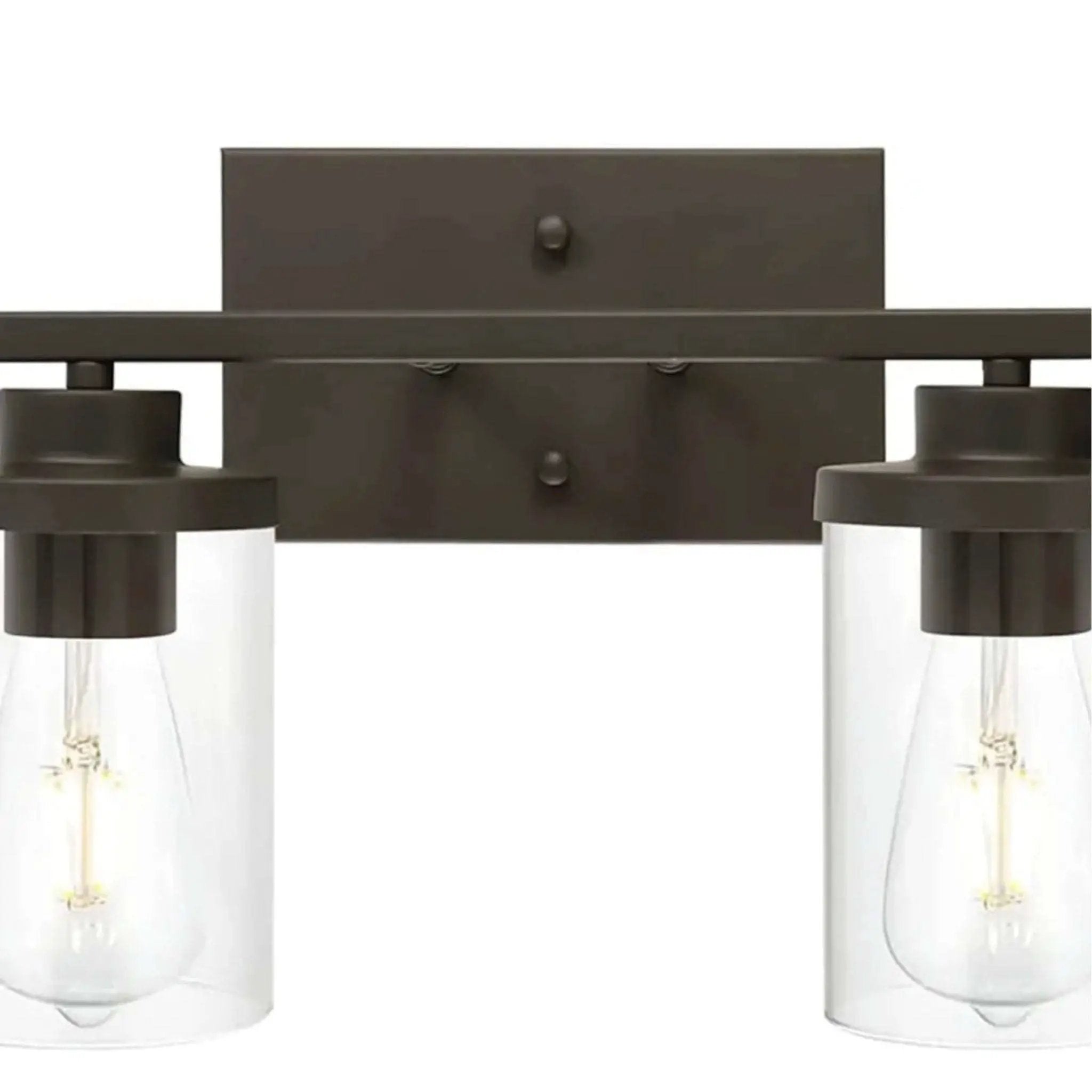 QueeuQ Modern Sconces Wall Lighting 2-Lights with Clear Glass Shade Oil Rubbed Bronze Bathroom Vanity Light Fixtures by Selzalot