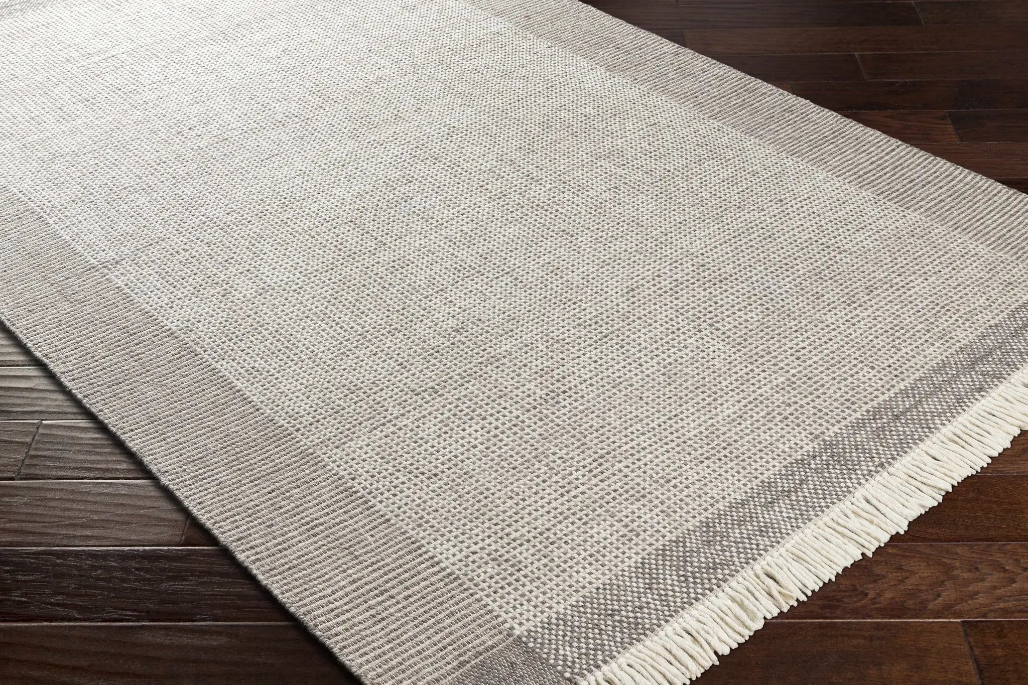 Joelle Beige Grid Wool Rug by Boutique Rugs