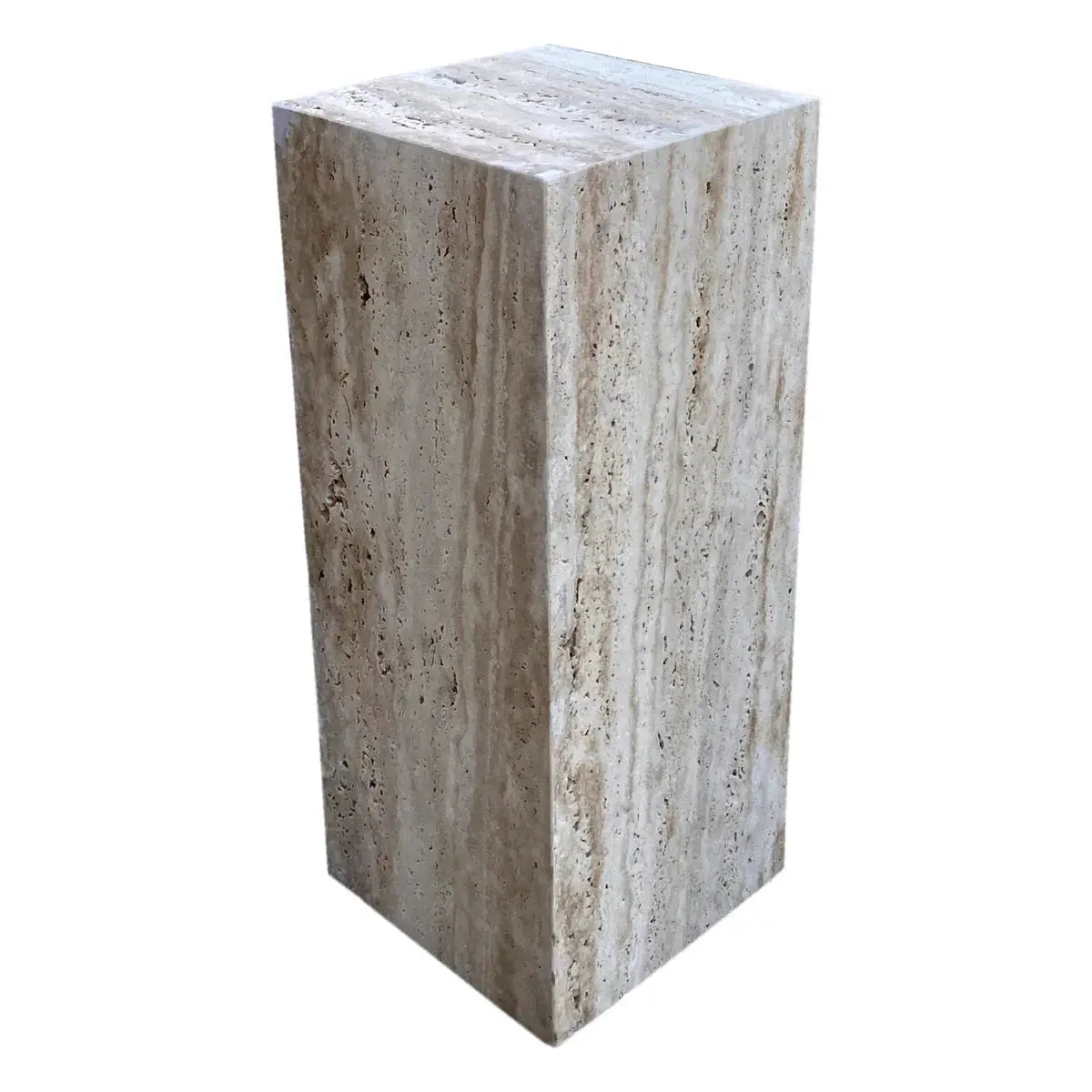 Walnut Travertine Vein-cut Cube End/Side Table - Polished 10x24 by GobekDesign