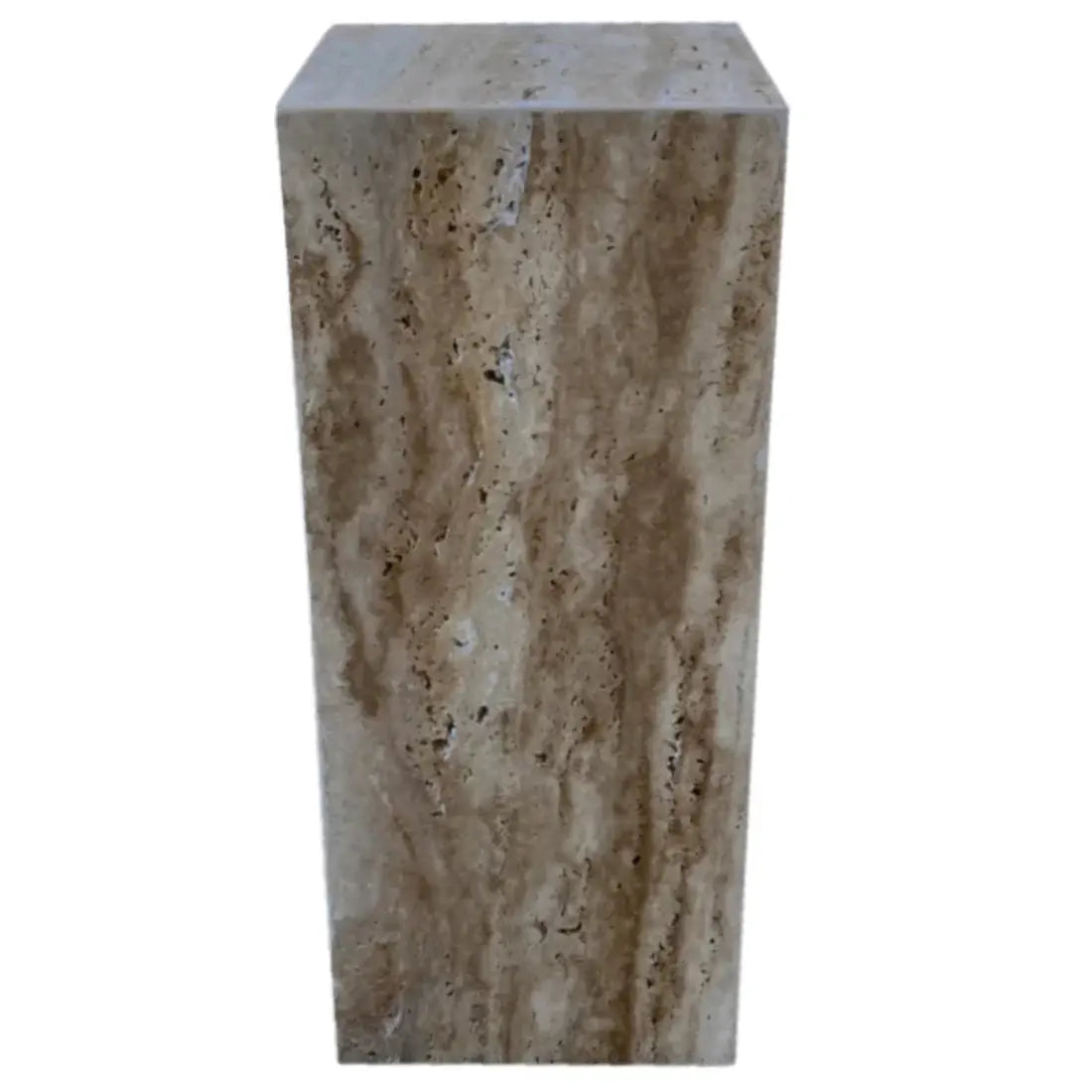 Walnut Travertine Vein-cut Cube End/Side Table - Polished 10x24 by GobekDesign