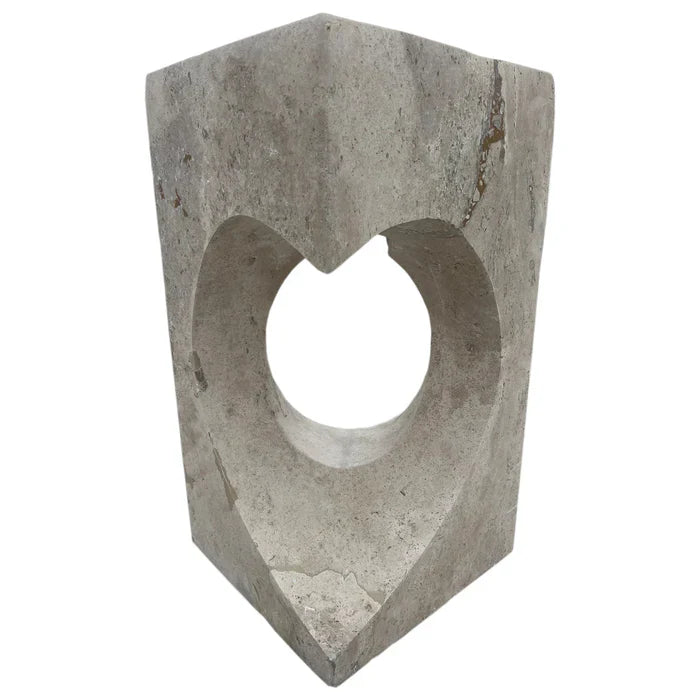 Walnut Travertine Designer Pedestal Stand-Alone Hearth Shape Sink (W)18" (L)18" (H)33" by GobekDesign