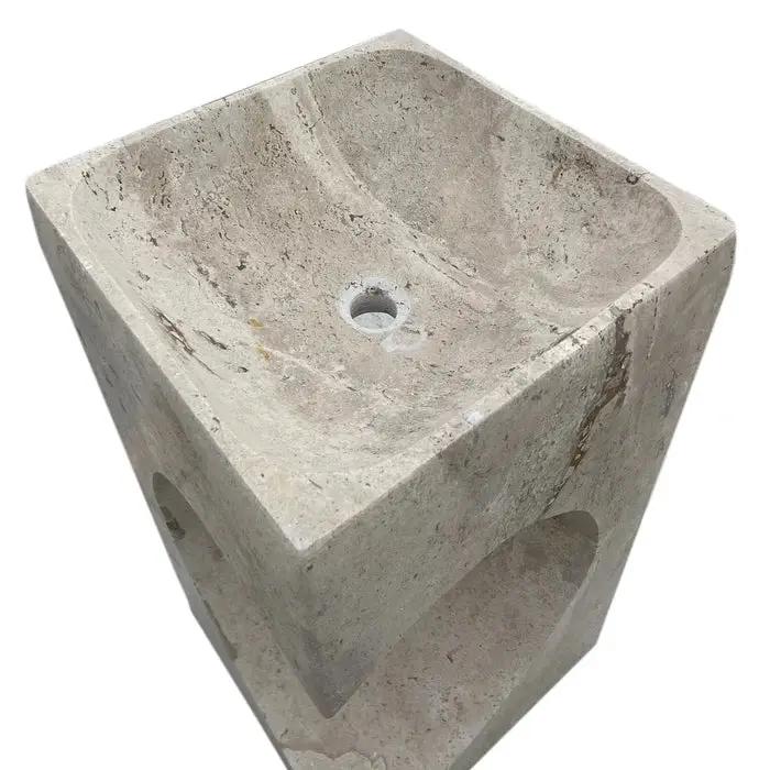 Walnut Travertine Pedestal Sink Handcrafted Hearth Design 18 by GobekDesign