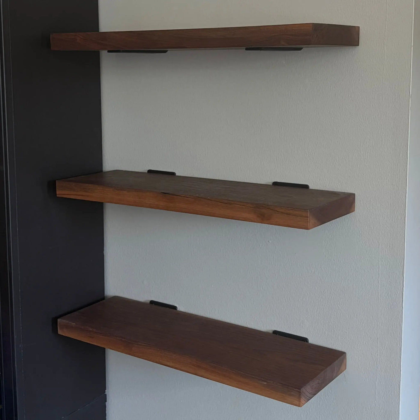 Walnut Wood Floating Shelf with Angle Brackets by Seeds & Sawdust