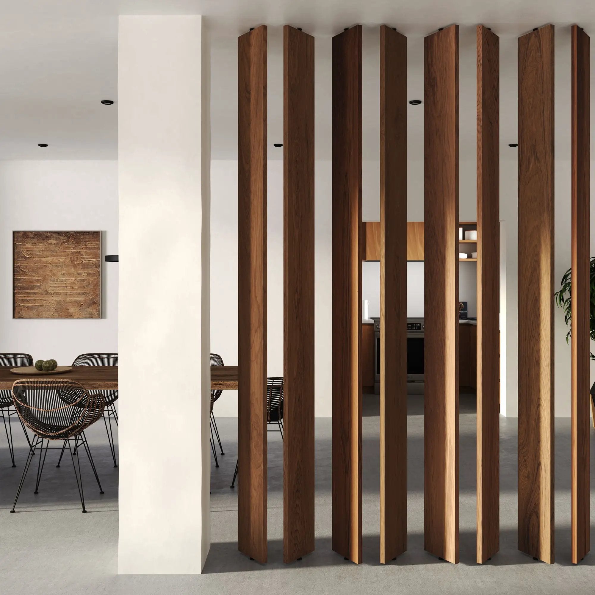 Wide Wood Slat Room Divider by andor willow
