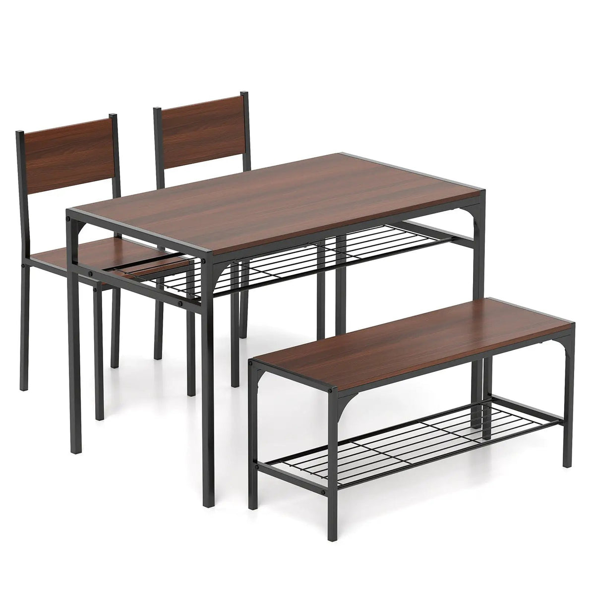 Industrial Style Rectangular Kitchen Table with Bench and Chairs by DirectDeals