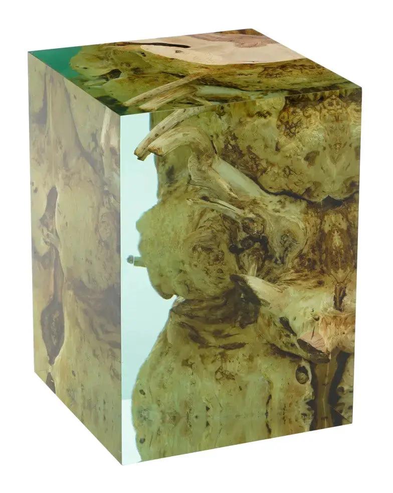 Resin Cube Side Table, Epoxy Wood Stool, Cube Accent Table, photo 7 of 16