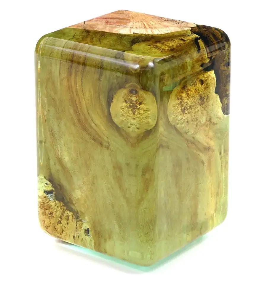 Resin Cube Side Table, Epoxy Wood Stool, Cube Accent Table, photo 10 of 16