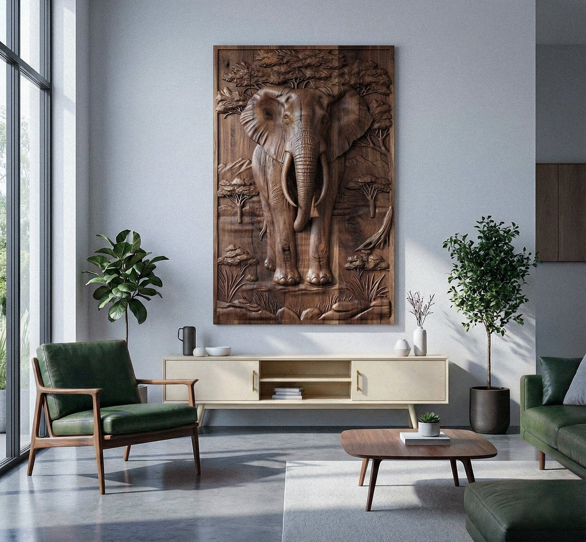Majestic African Elephant 3D Relief Wood Wall Art, photo 15 of 18