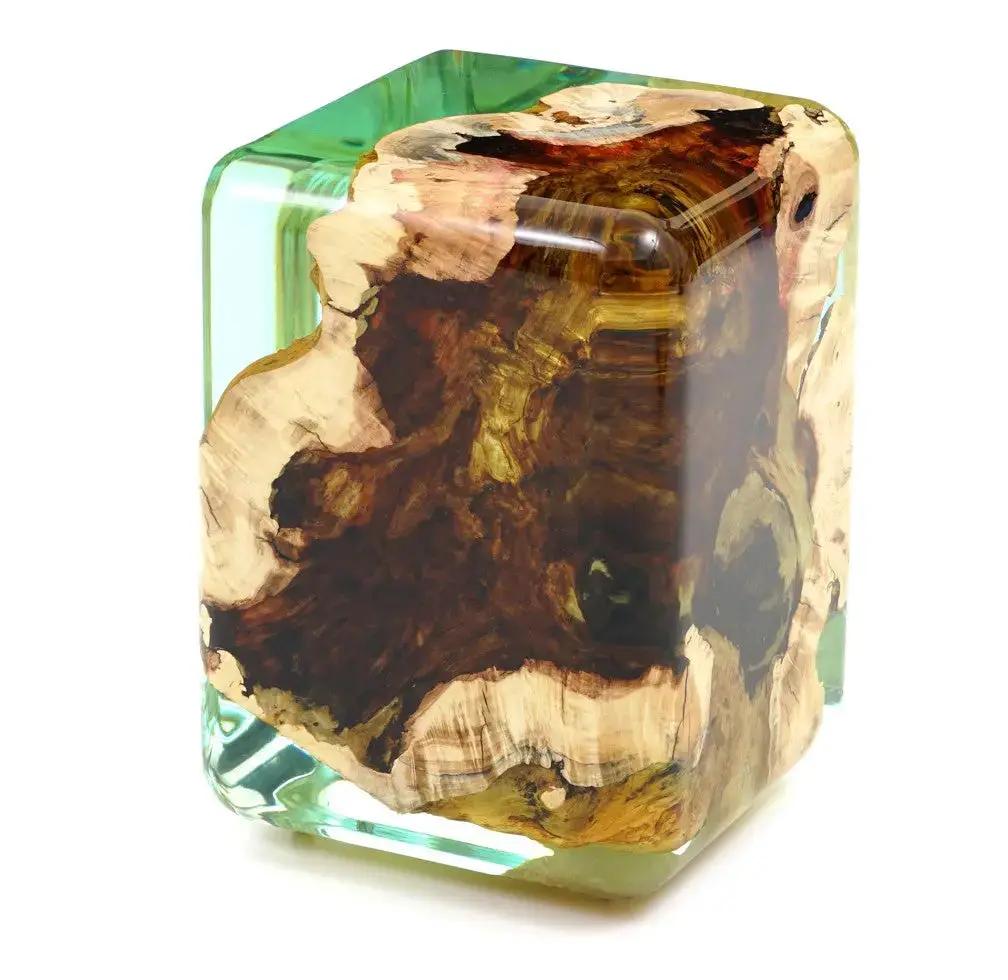 Resin Cube Side Table, Epoxy Wood Stool, Cube Accent Table, photo 6 of 16