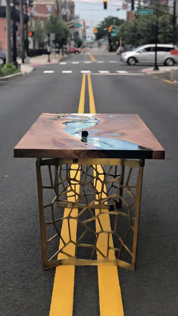 Resin Walnut River Dining Room Table | Voronoi Table, photo 15 of 17