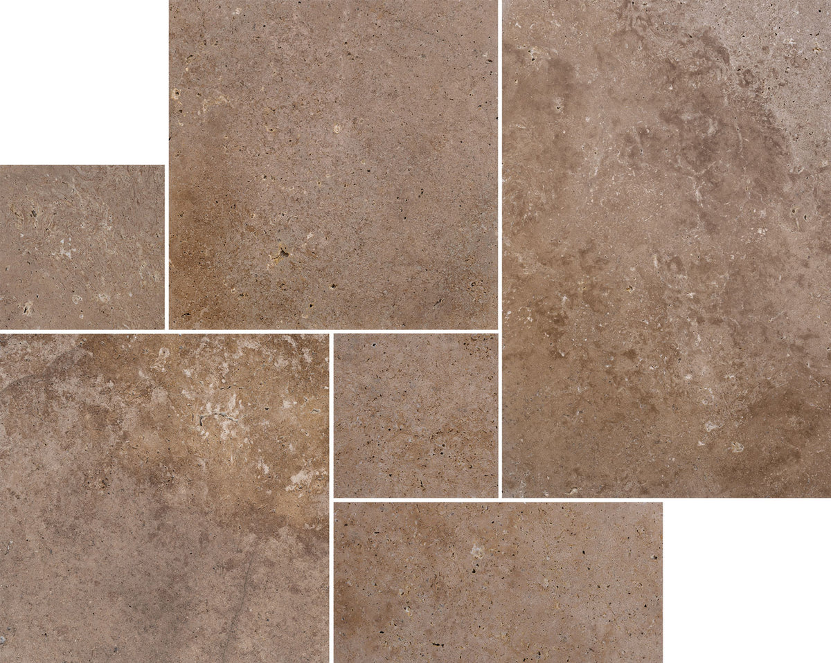Walnut Tumbled French Pattern Travertine Pavers