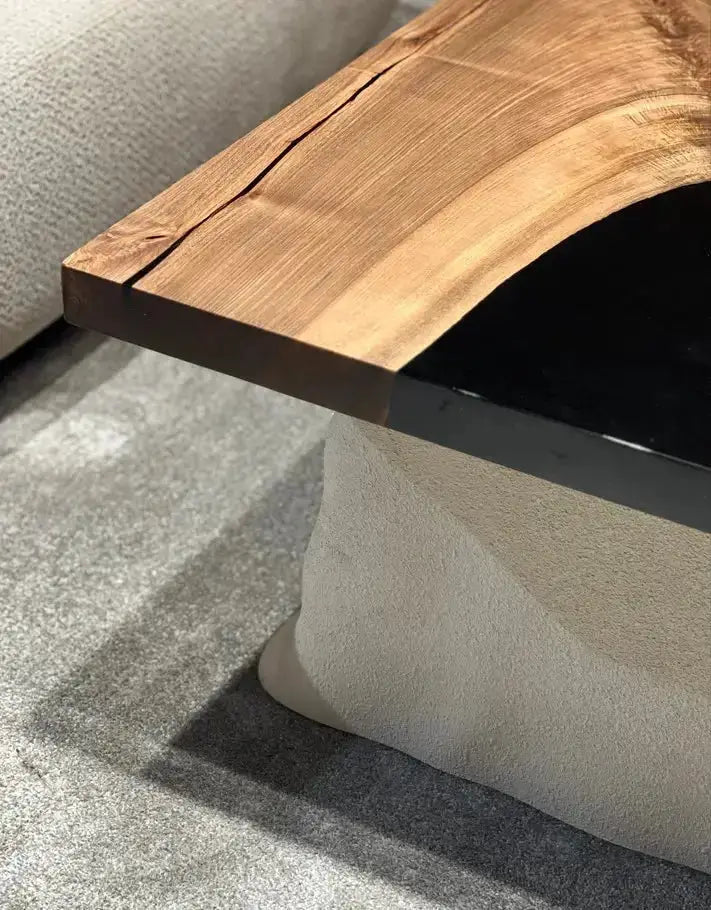 Epoxy-Resin Walnut Coffee Table With Stone Looking Legs, photo 4 of 7