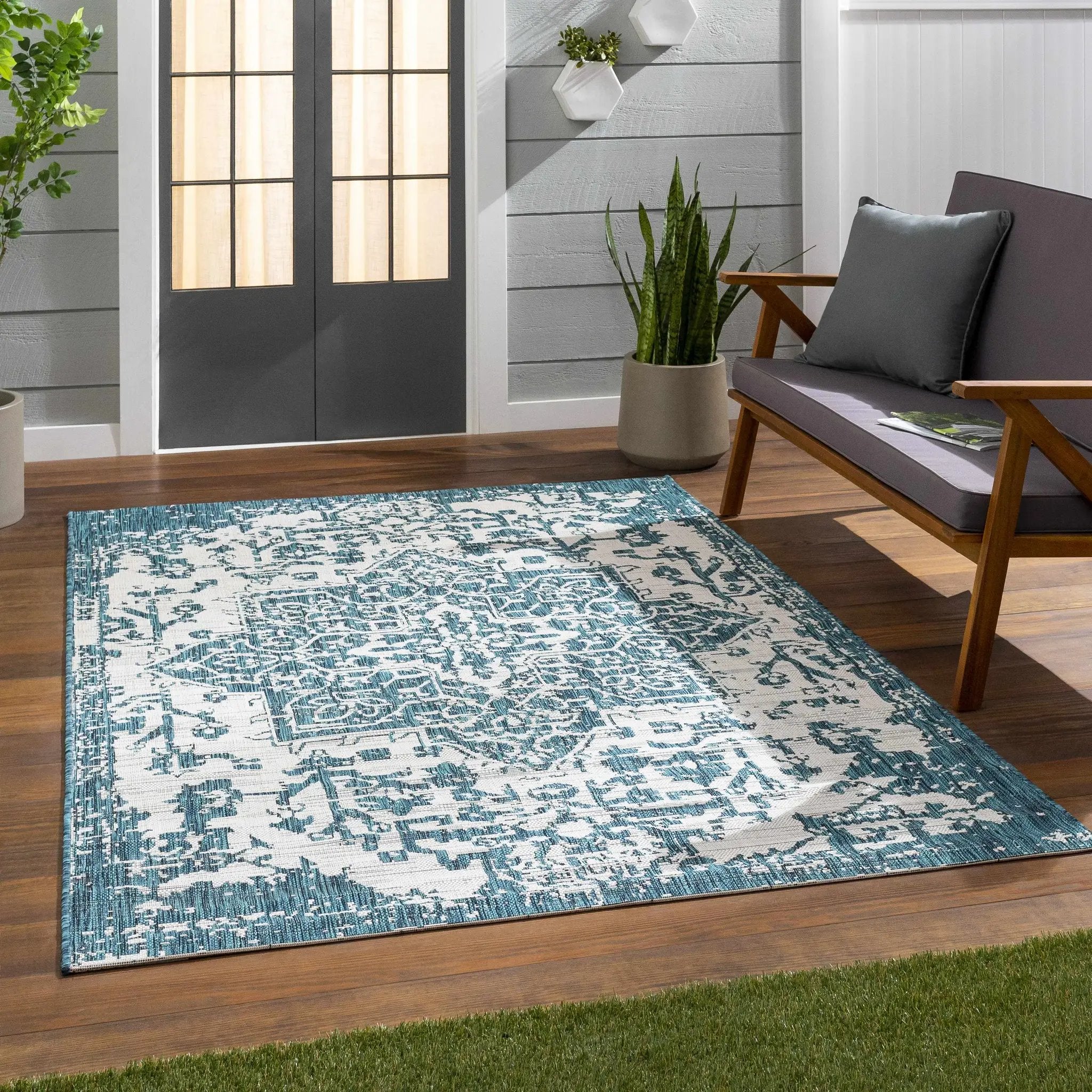 Teal Kilmacolm Indoor & Outdoor Area Rug - Clearance by Boutique Rugs