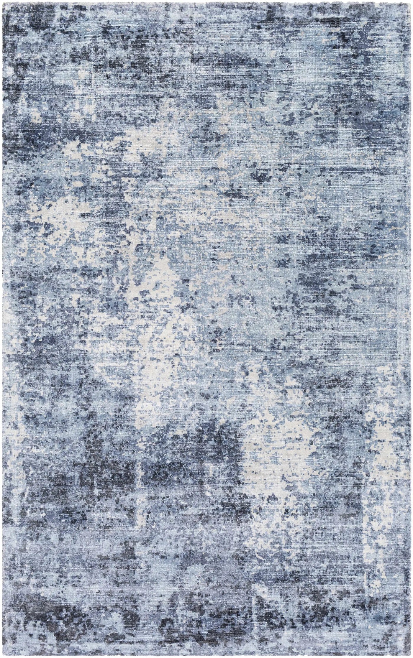Wardle Abstract Blue/White Viscose Rug - Clearance by Boutique Rugs