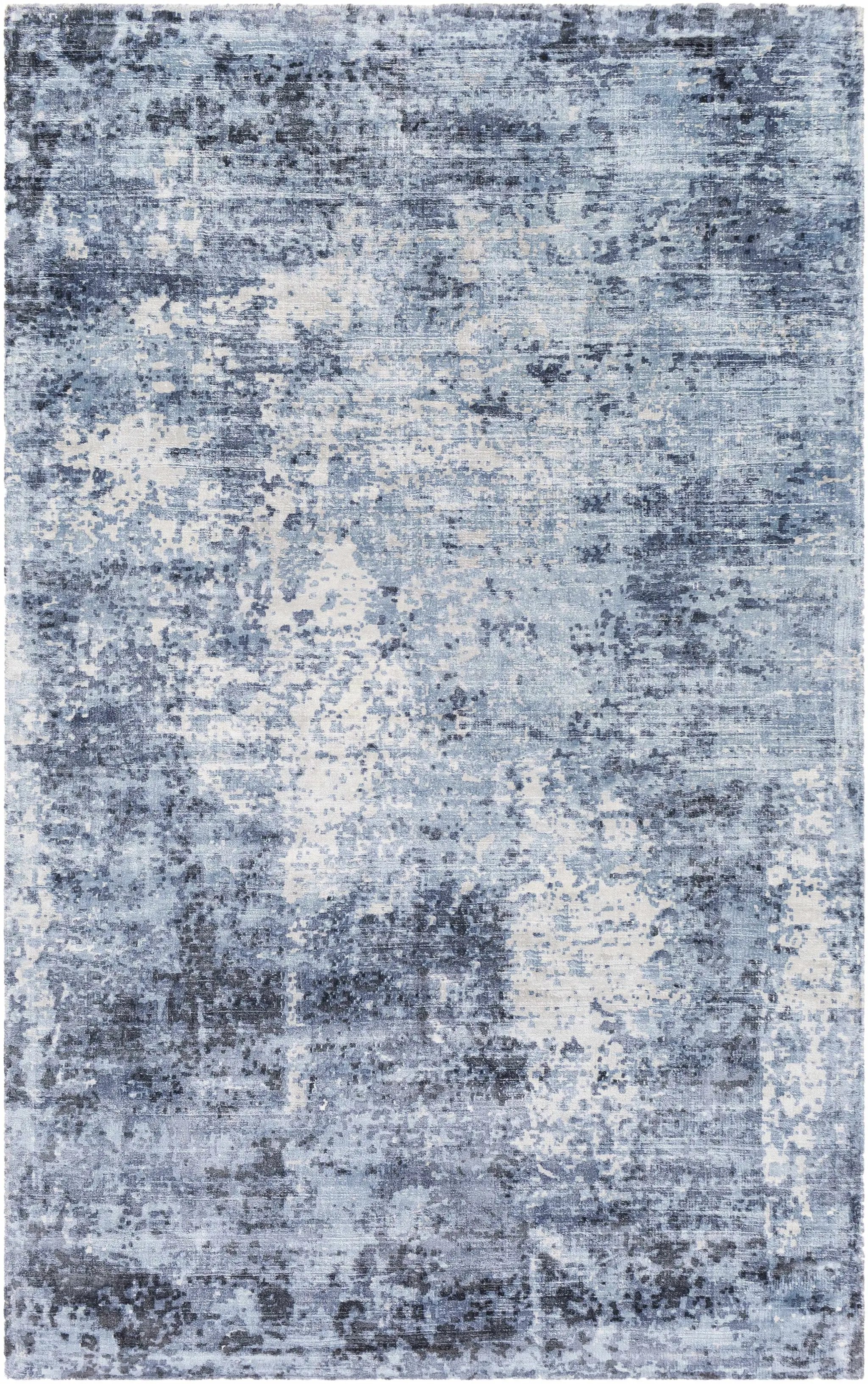 Wardle Abstract Blue/White Viscose Rug - Clearance by Boutique Rugs