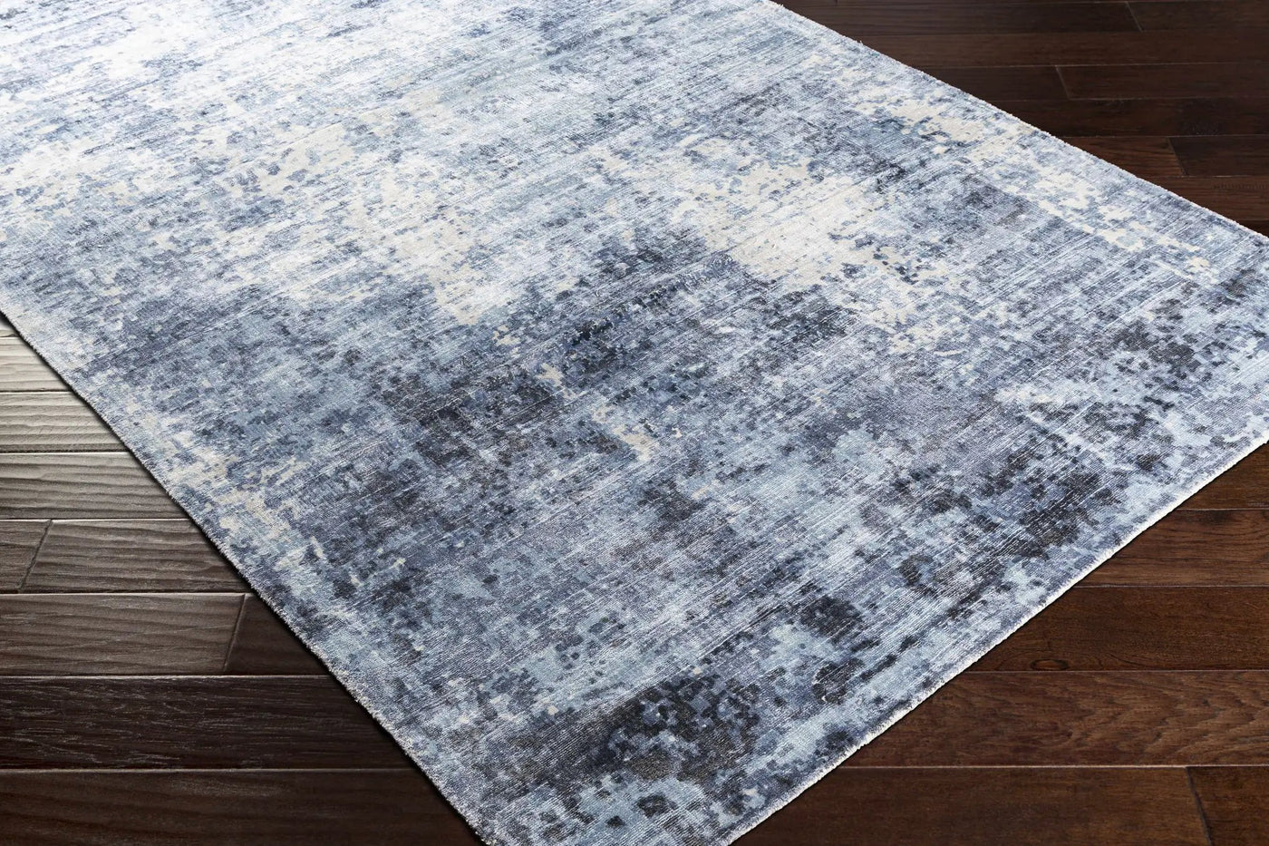 Wardle Abstract Blue/White Viscose Rug - Clearance by Boutique Rugs