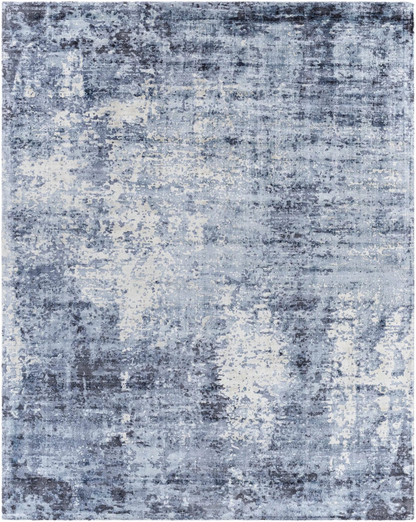 Wardle Abstract Blue/White Viscose Rug - Clearance by Boutique Rugs
