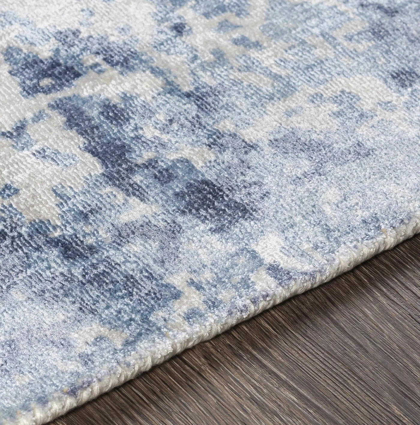 Wardle Abstract Blue/White Viscose Rug - Clearance by Boutique Rugs