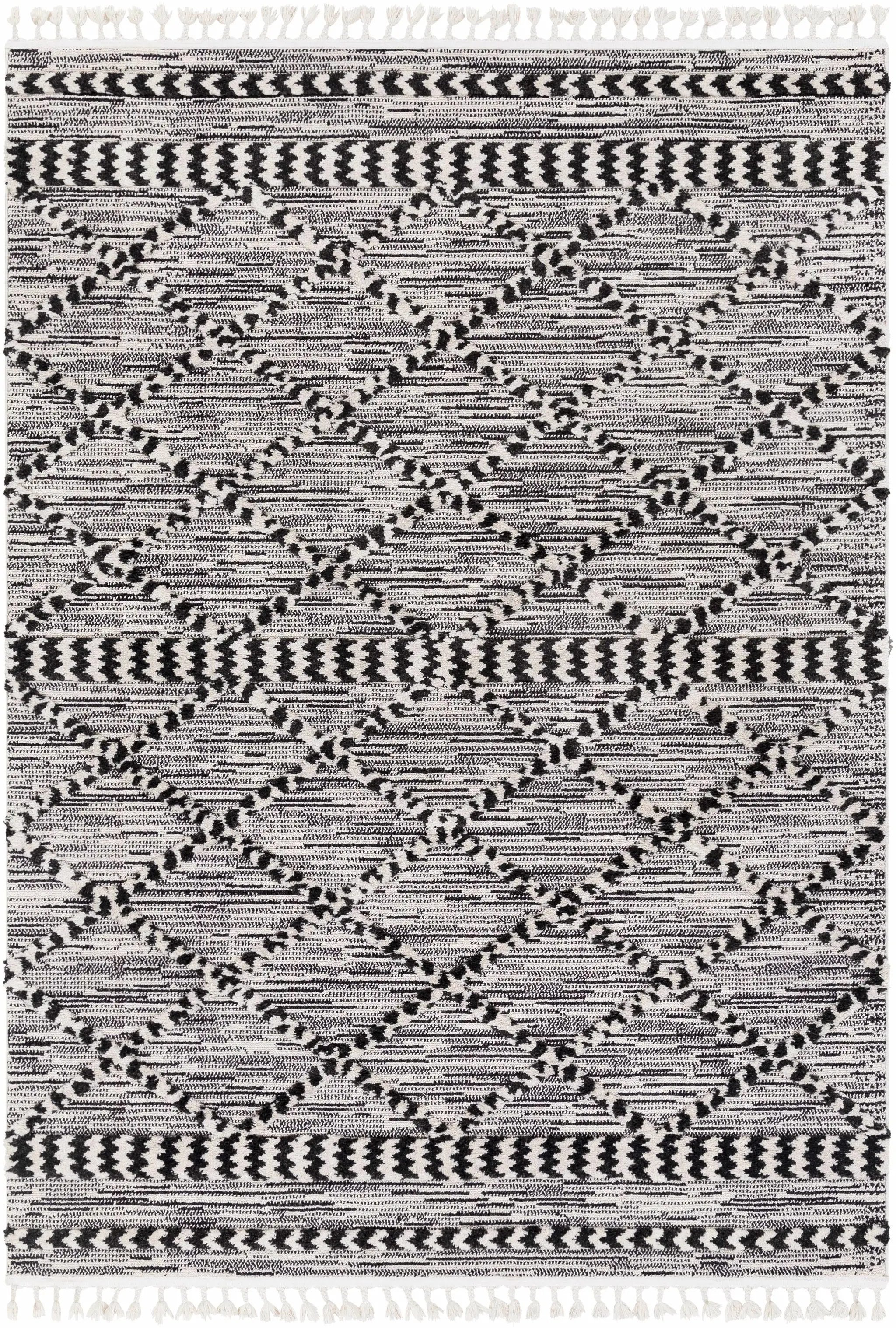 Warrandyte 5x7 Black&White High-Low Rug - Clearance by Boutique Rugs
