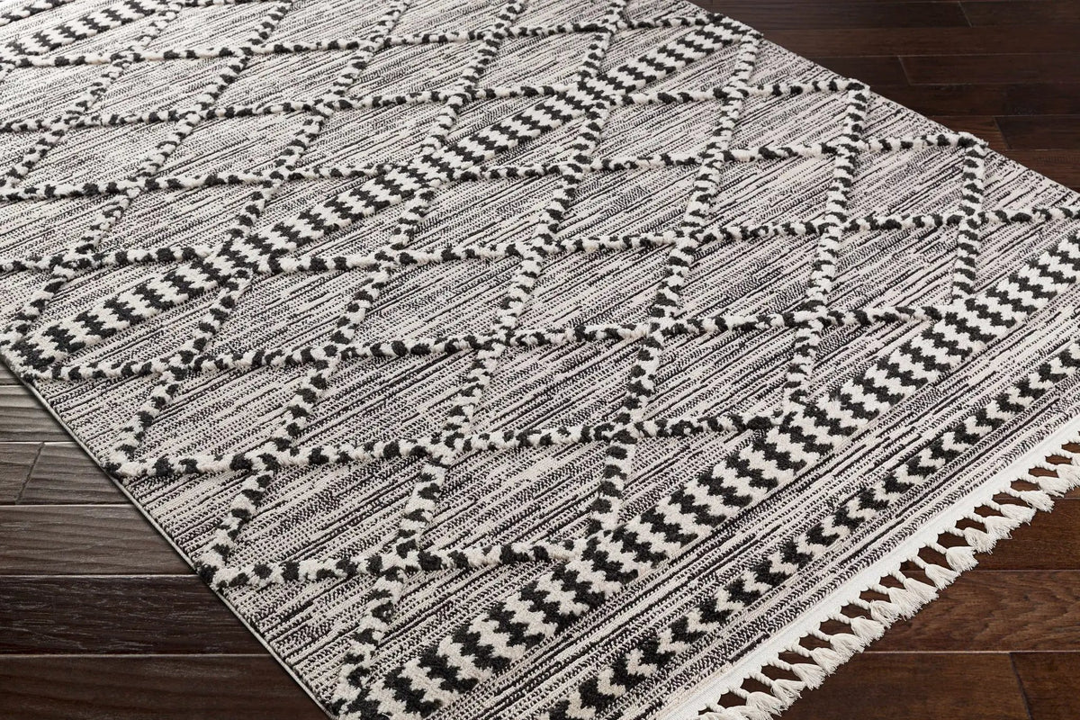 Warrandyte 5x7 Black&White High-Low Rug - Clearance, photo 3 of 8