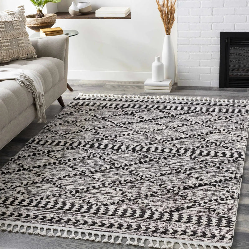 Warrandyte 5x7 Black&White High-Low Rug - Clearance by Boutique Rugs
