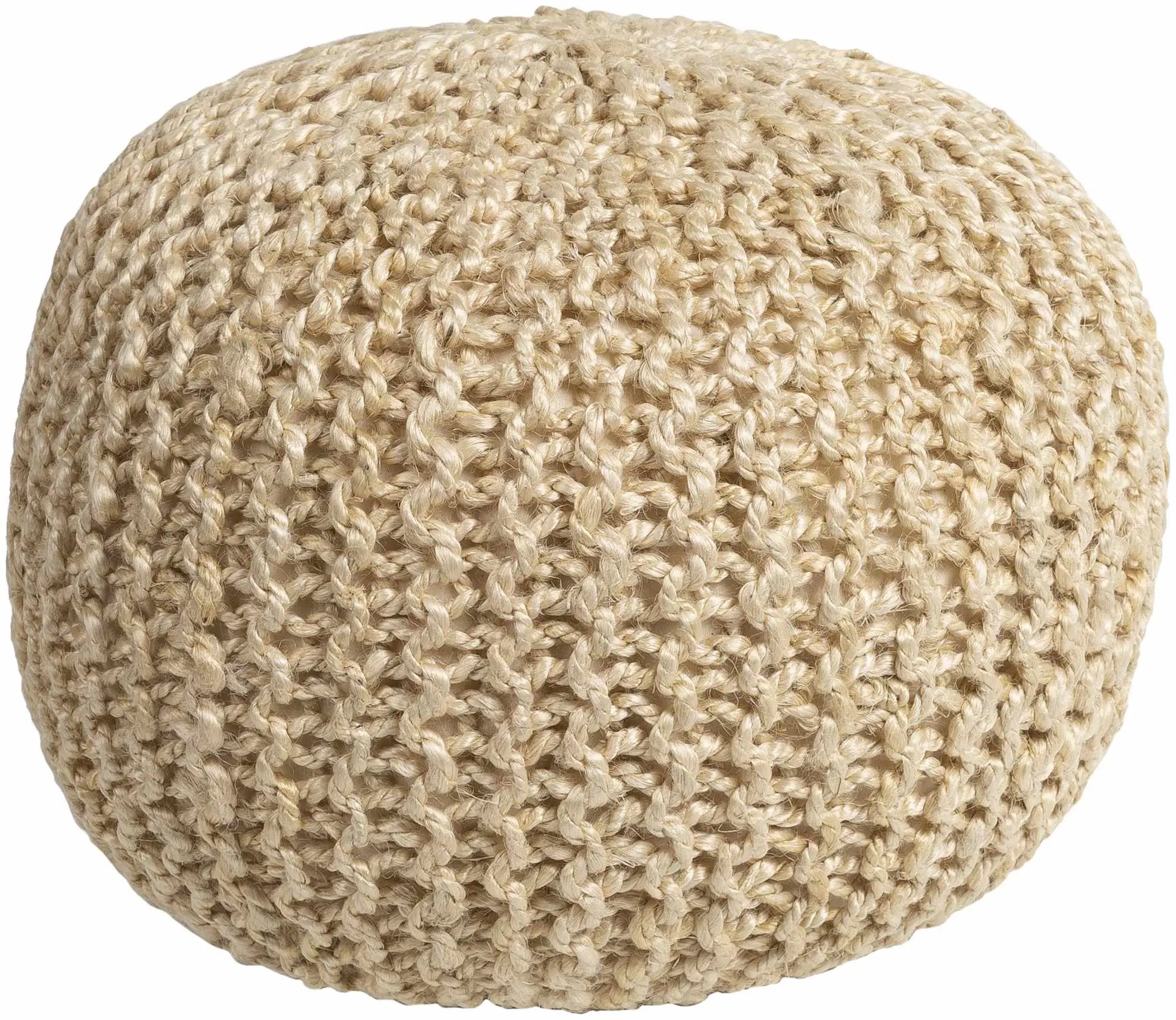 Watseka Jute Knitted Pouf by Boutique Rugs