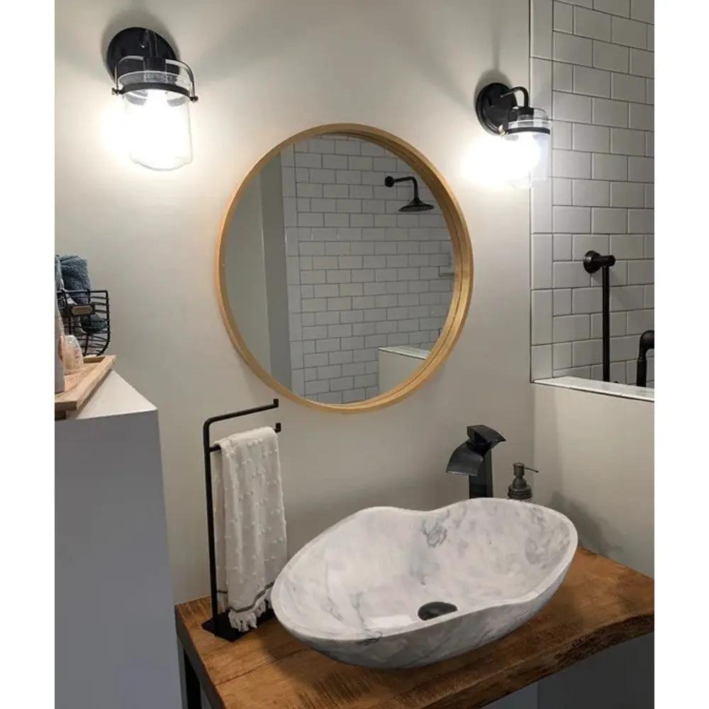 Carrara White Marble Wave Shaped Vessel Bathroom Sink 14x24x6 by GobekDesign