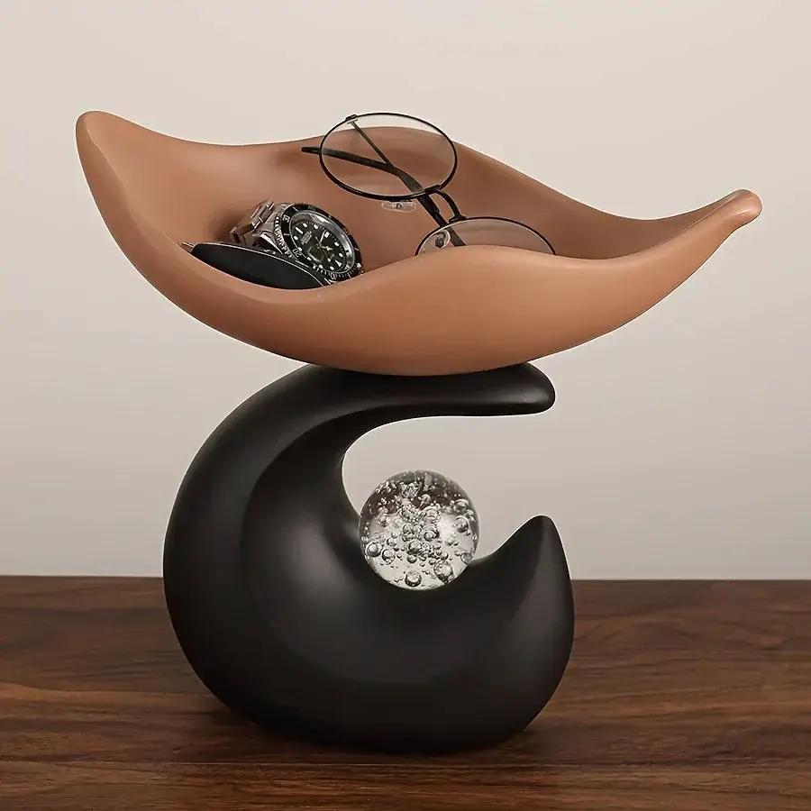 Wavy Entryway Trinket Tray with Crystal Ball by House Of Avana