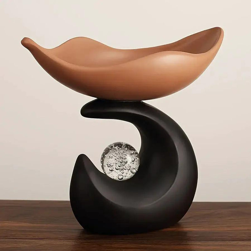 Wavy Entryway Trinket Tray with Crystal Ball by House Of Avana