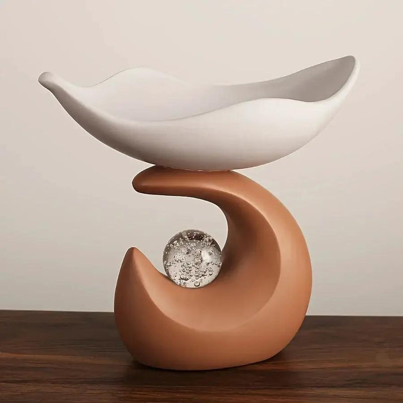 Wavy Entryway Trinket Tray with Crystal Ball by House Of Avana