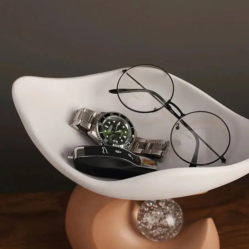 Wavy Entryway Trinket Tray with Crystal Ball by House Of Avana