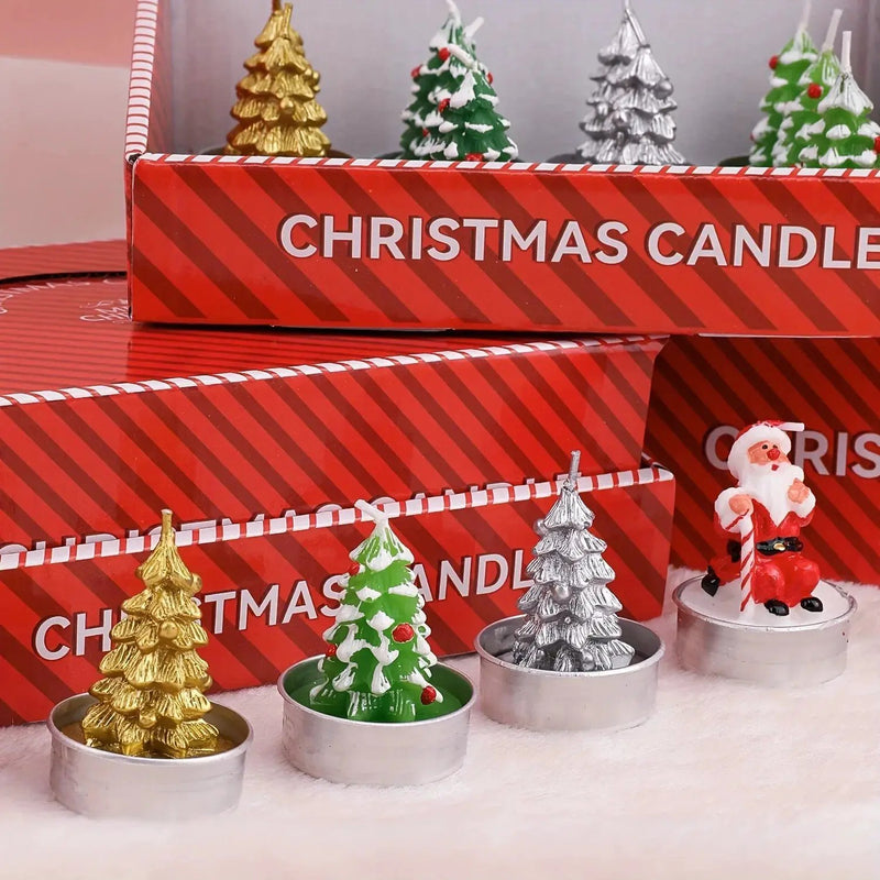 Wax Christmas Candles with Santa and Snowman Designs in Red and White by House Of Avana