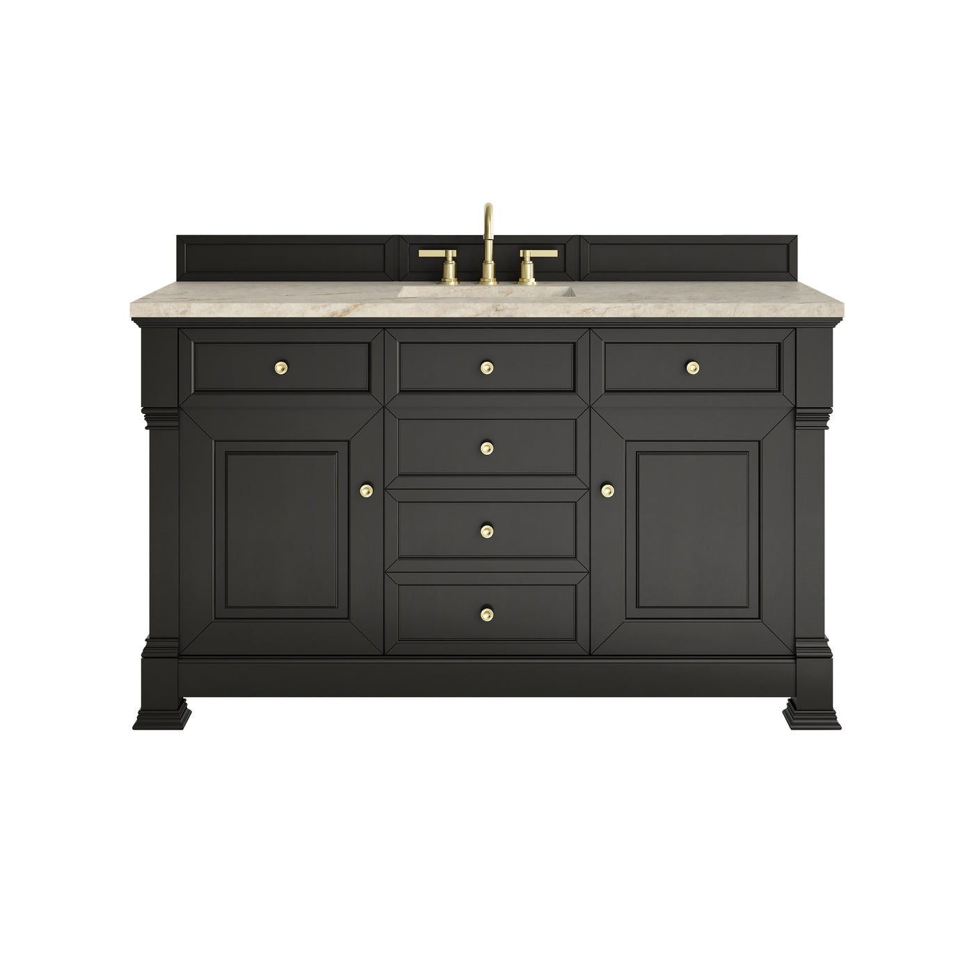 James Martin Brookfield 60" Single Bathroom Vanity, Black Onyx with Tajnar countertop