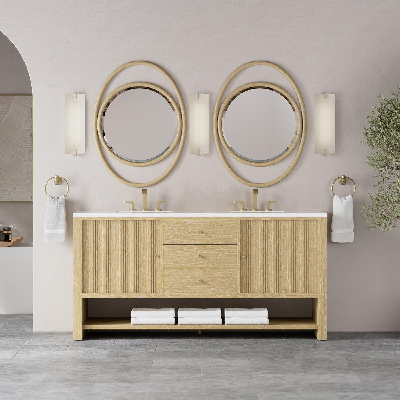 James Martin Marigot 72" Double Bathroom Vanity, Sunwashed Oak, view 34