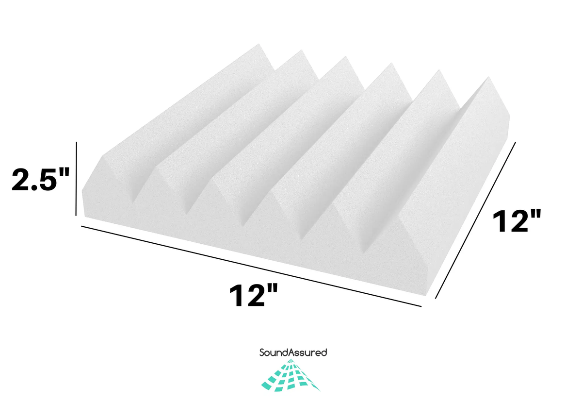 White Acoustic Foam Panels - 12x12x2.5", dimensions drawing 2
