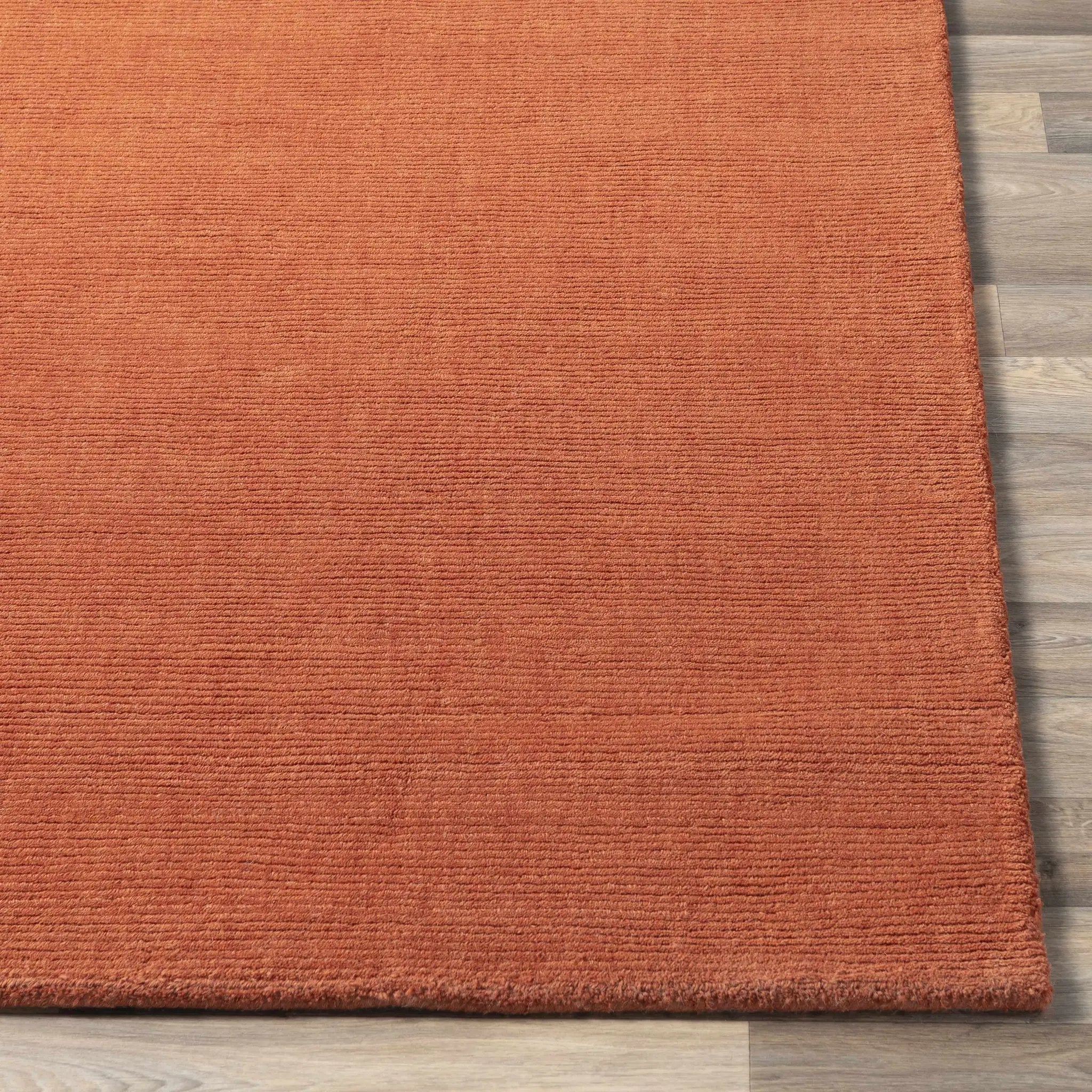 Brockton Solid Orange Wool Rug by Boutique Rugs