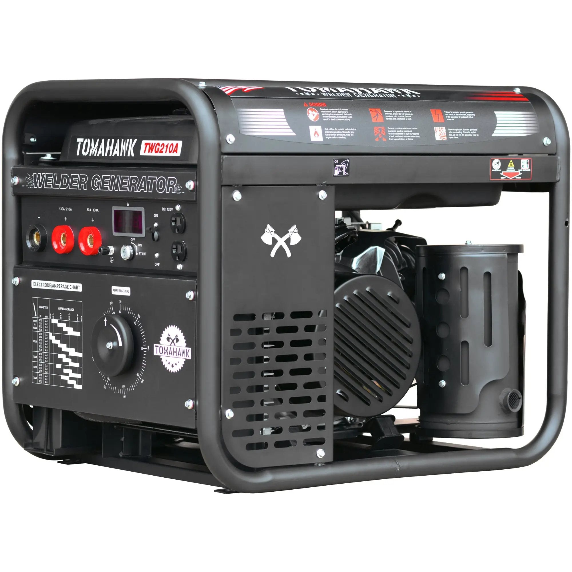 210 Amp Engine Driven Welder Generator 2000 Watt 15 HP Gas Powered by Tomahawk Power