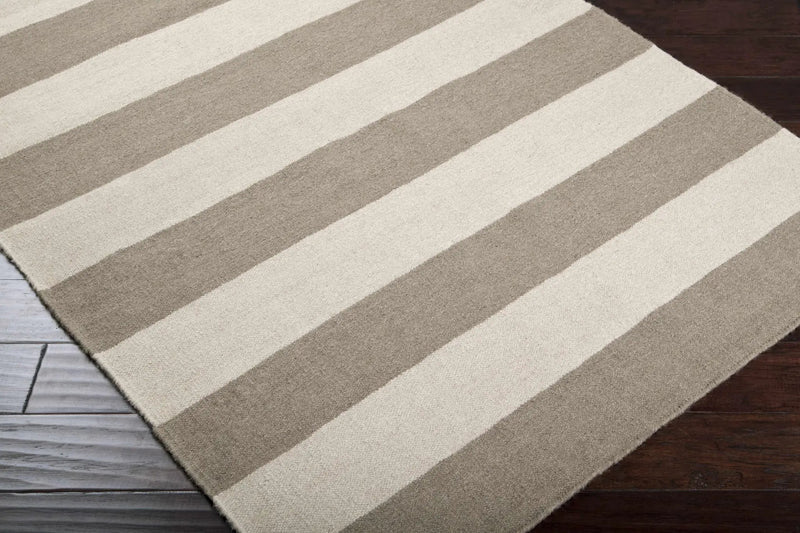 Ingersoll Beige&Gray Striped Wool Area Rug - Clearance by Boutique Rugs