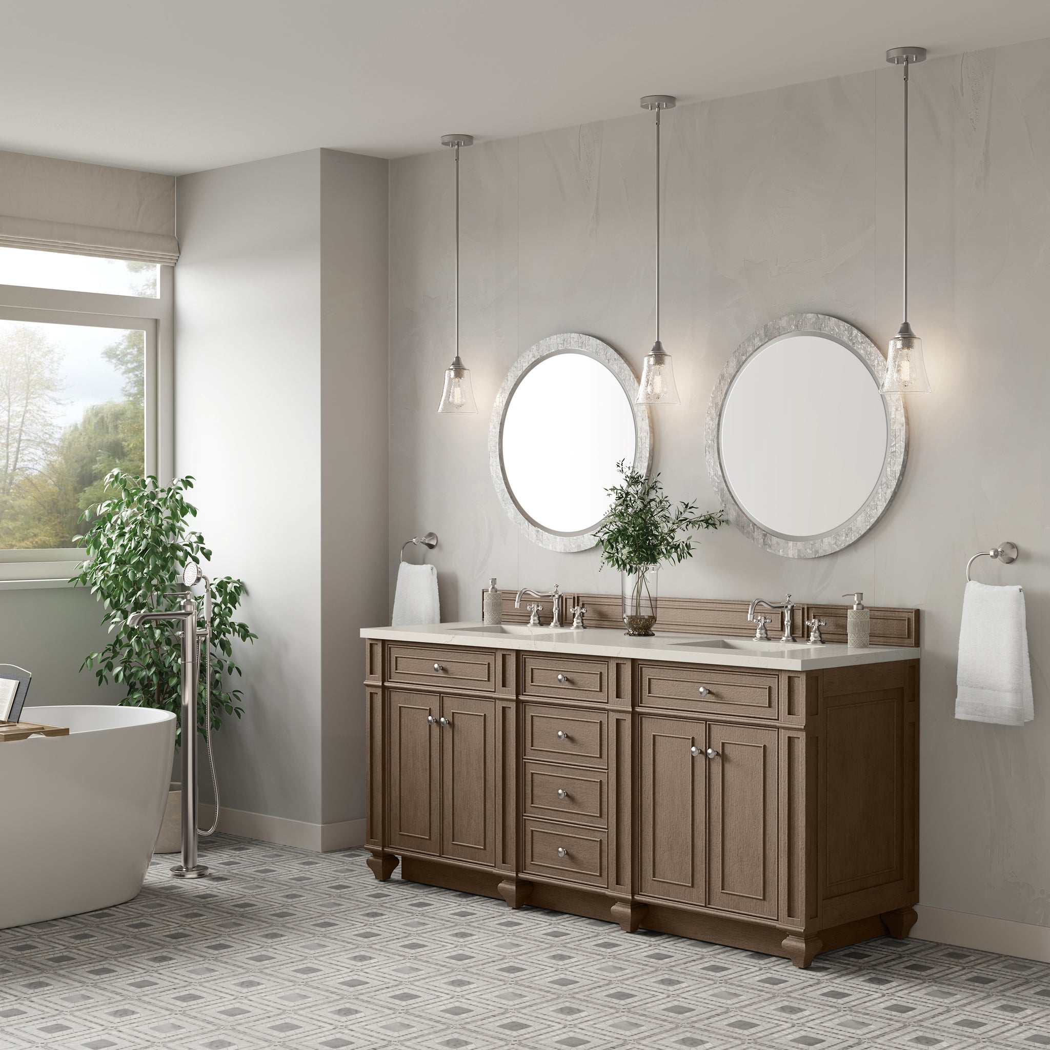 James Martin Bristol 72" Double Bathroom Vanity, Whitewashed Walnut, view 37