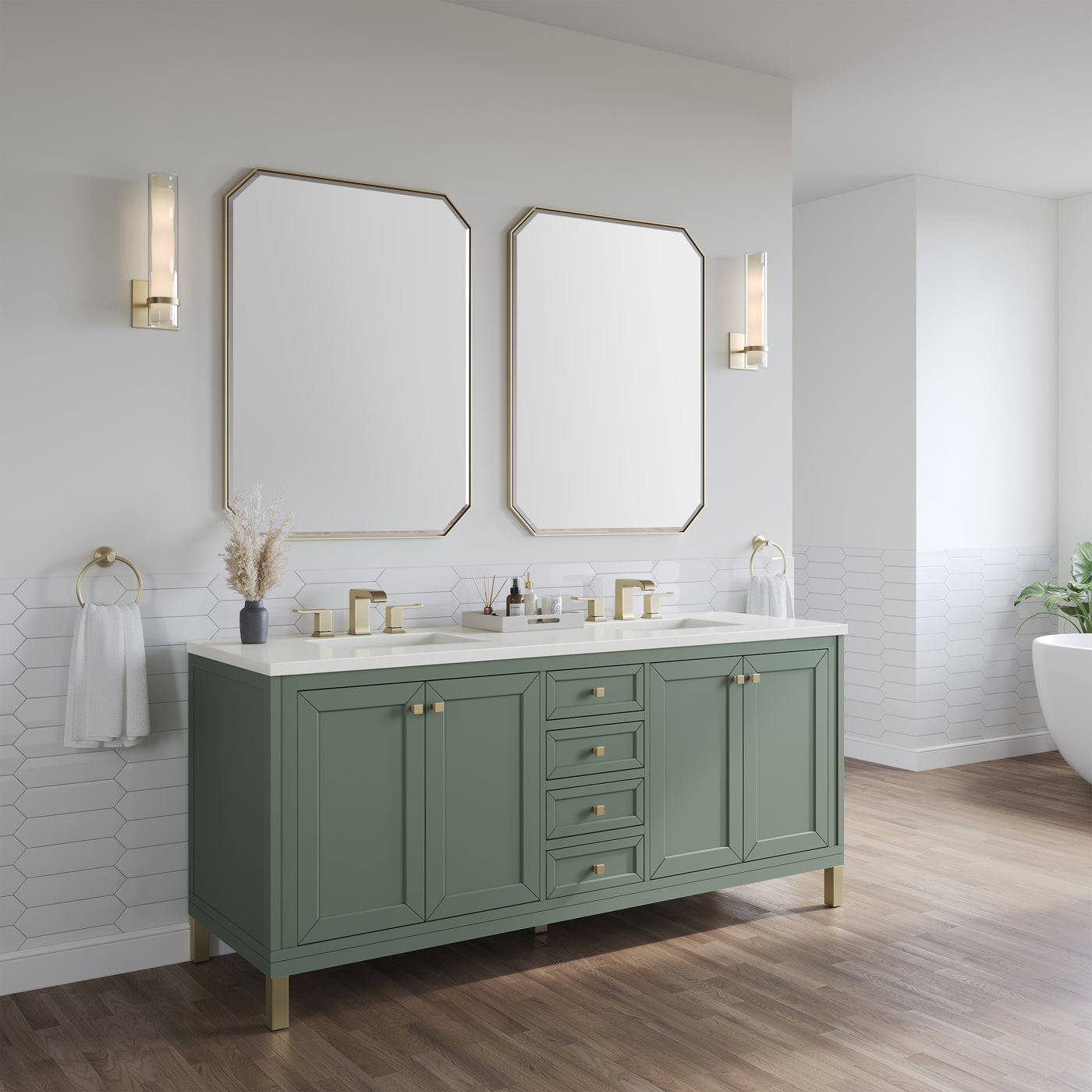 James Martin Chicago 72" Double Bathroom Vanity, Smokey Celadon, view 33