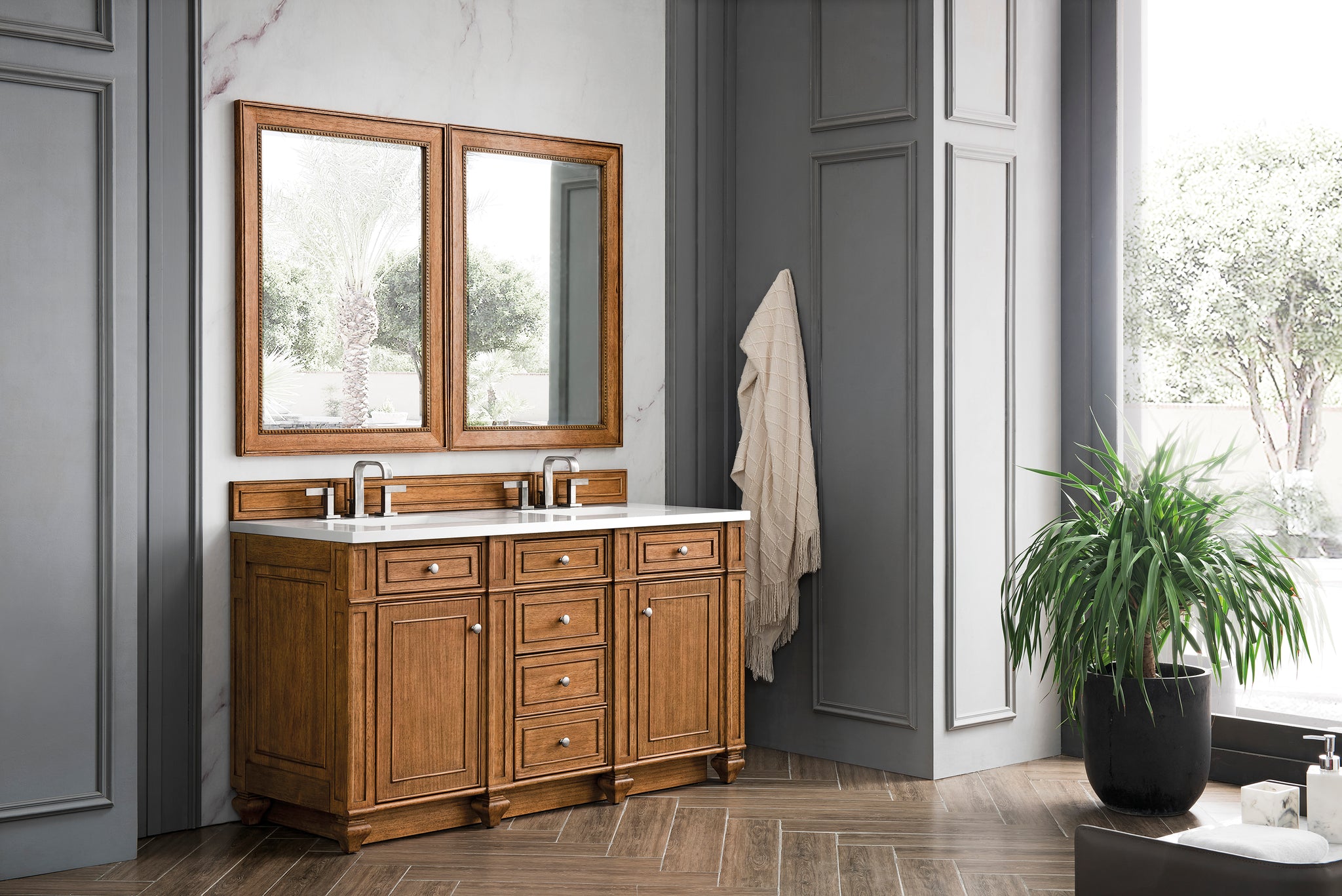 James Martin Bristol 60" Double Bathroom Vanity, Saddle Brown, view 22