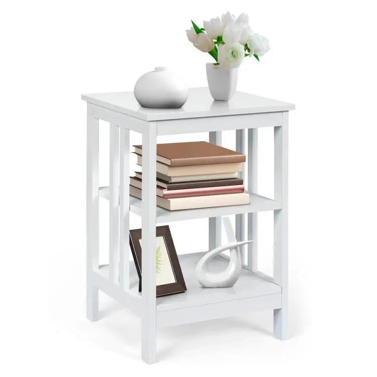 3-Tier Nightstand Sofa Side Table with Baffles and Round Corners, photo 10 of 32