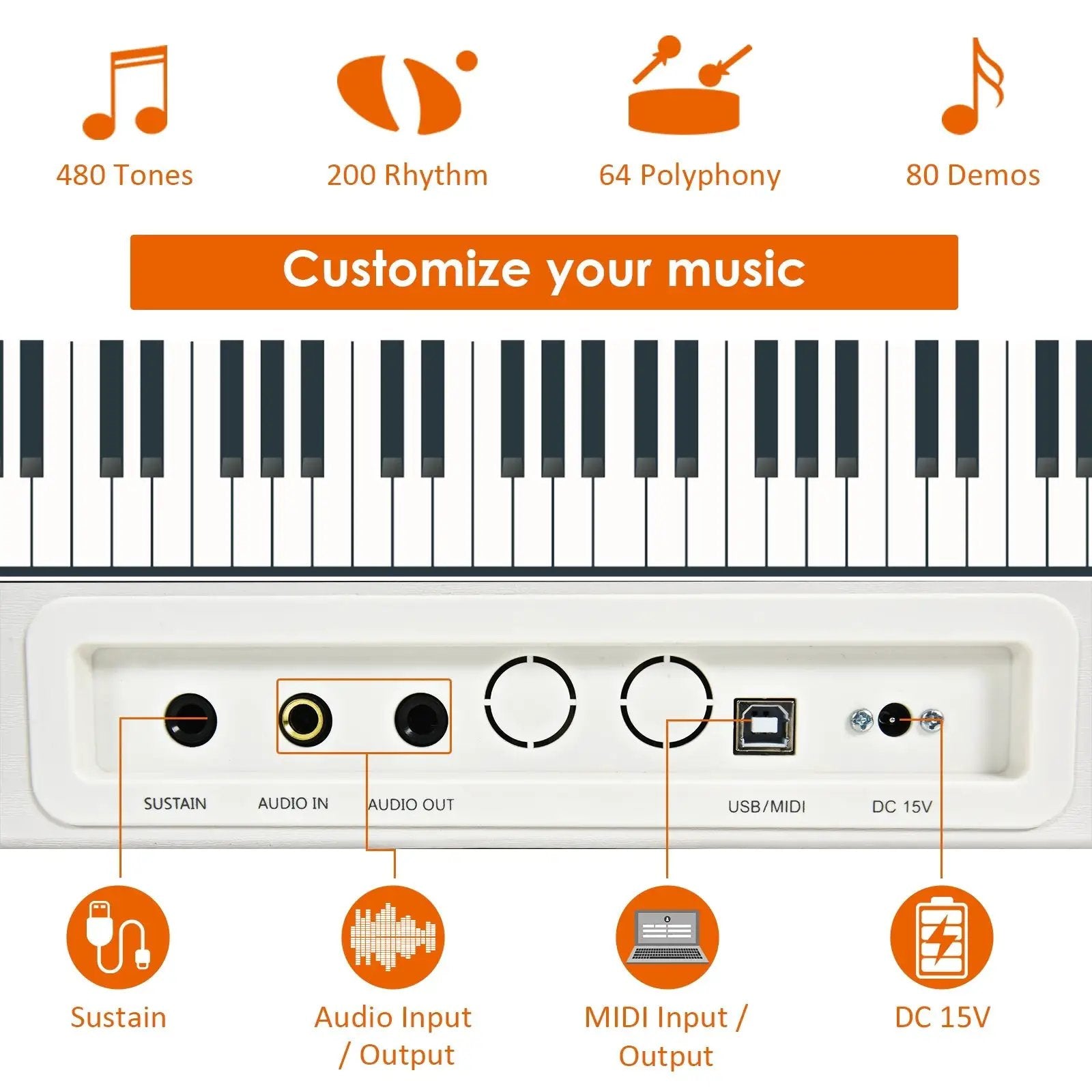 88-Key Full Size Digital Piano Weighted Keyboard with Sustain Pedal by DirectDeals