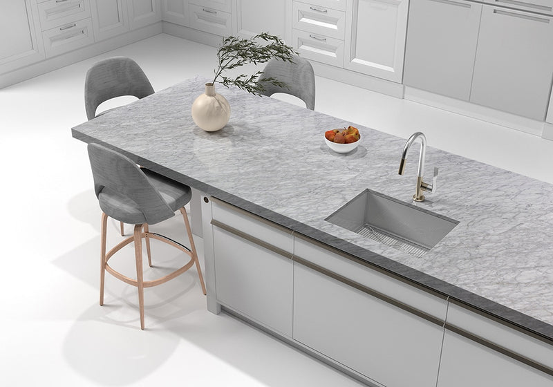 White Carrara Honed Marble Slab Random room scene 4